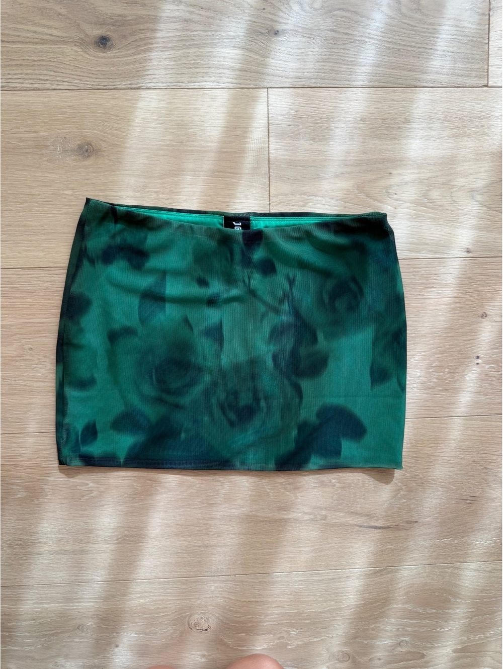JGR & STN Thorne Green Rose Floral Mesh Mini Skirt XS US 2 Y2K